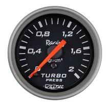 Manômetro Mecânico Pressão de Turbo 0-2kgf/cm² Fundo Preto 52mm Willtec