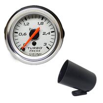 Manômetro mecânico pressão de turbo 0-3kgf/cm² branco - w04.054c + copo - Garagem Online Willtec