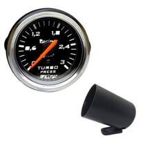 Manômetro mecânico pressão de turbo 0-3kgf/cm² preto/cromado - w04.066c + copo