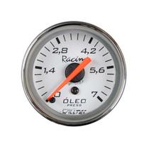 Manômetro Mecânico Pressão Do Óleo 0-7kgf/cm² 52 Mm Branco Manômetro Mecânico Pressão Do Óleo 0-7kgf/cm² 52 Mm Branco