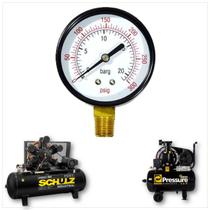 Manômetro P/ Compressor Visor 50mm 300 Psi 24.61Bar Rosca l1/4 Caixa Metal Manômetro P/ Compressor Visor 50mm 300 Psi 24.61Bar Rosca l1/4 Caixa Metal