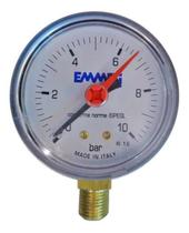 Manômetro Para Medir Pressão Hidraúlica10 Bar-1/4 63Mm - Emmeti
