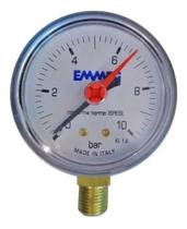 Manômetro Para Medir Pressão Hidraúlica10 Bar-1/4 63mm - Emmeti