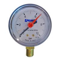 Manômetro Reto 63mm 0-10 Bar - 1/4 - Emmeti