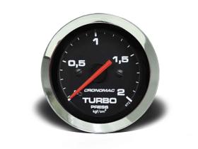 Manômetro turbo 52mm mecânico 2kg croma preto (155302cp) cronomac