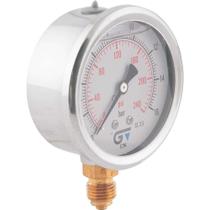Manômetro Vertical 1/4" Bsp, 63 mm, com Glicerina, Caixa em aço Inox, 240 Lbf/pol² (psi), 3822 016 Genebre Manômetro Vertical 1/4" Bsp, 63 mm, com Glicerina, Caixa em aço Inox, 240 Lbf/pol² (psi), 3822 016 Genebre