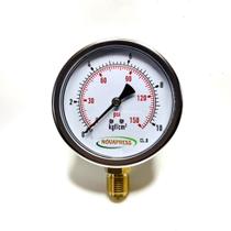 Manômetro vertical - diam.100mm (4") com escala de 0-10 KGF/CM2 x 150 PSI Com Glicerina