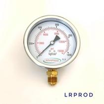 Manômetro vertical - diam.100mm (4") com escala de 0-1000 Kgf/cm2 x 15000 Psi Com Glicerina