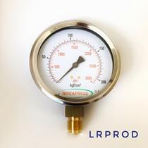 Manômetro vertical - diam.100mm (4") com escala de 0-200 KGF/CM2 x 3000 PSI Com Glicerina