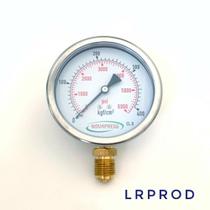 Manômetro vertical - diam.100mm (4") com escala de 0-400 KGF/CM2 x 6000 PSI Com Glicerina