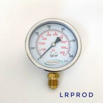 Manômetro vertical - diam.100mm (4") com escala de 0-600 Kgf/cm2 x 9000 Psi