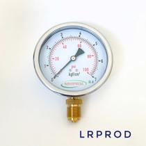 Manômetro vertical - diam.100mm (4") com escala de 0-7 KGF/CM2 x 100 PSI Com Glicerina