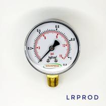 Manômetro vertical - Diam.63mm (2.1/2” ) com escala de 0-1 KGF/CM2 x 15 PSI