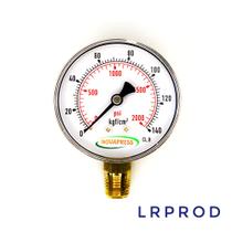 Manômetro vertical - diam.63mm (2.1/2” ) com escala de 0-140 KGF/CM2 x 2000 PSI Manômetro vertical - diam.63mm (2.1/2” ) com escala de 0-140 KGF/CM2 x 2000 PSI