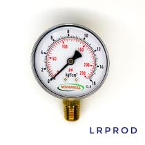 Manômetro vertical - Diam.63mm (2.1/2” ) com escala de 0-16 KGF/CM2 x 230 PSI