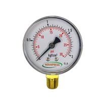 Manômetro vertical - Diam.63mm (2.1/2” ) com escala de 0-2 KGF/CM2 x 30 PSI Manômetro vertical - Diam.63mm (2.1/2” ) com escala de 0-2 KGF/CM2 x 30 PSI