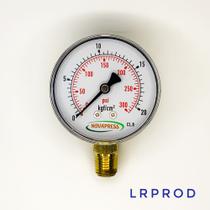 Manômetro vertical - Diam.63mm (2.1/2” ) com escala de 0-20 KGF/CM2 x 300 PSI