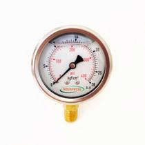 Manômetro vertical-diam.63mm (2. 1/2” ) com escala de 0-28 KGF/CM2 x 400 PSI Manômetro vertical-diam.63mm (2. 1/2” ) com escala de 0-28 KGF/CM2 x 400 PSI