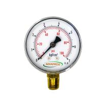 Manômetro vertical - diam.63mm (2.1/2” ) com escala de 0-7 KGF/CM2 x 100 PSI Manômetro vertical - diam.63mm (2.1/2” ) com escala de 0-7 KGF/CM2 x 100 PSI