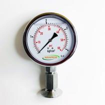 Manômetro vertical - Total Inox Diam.100mm (4”) Escala 0-4 KGF/CM2 X 60 PSI + SELO TC 11.1/2"