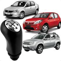 Manopla Bola Cambio Cromada Sandero Logan Megane 2007 A 2020 - Preto