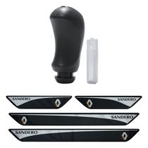 Manopla Bola Câmbio Tampa Preta c/Bucha (600504) + Soleiras Sandero