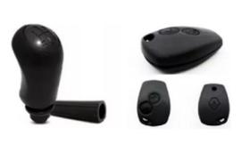 Manopla Cambio + Capa Da Chave Sandero Logan 2008/2015 Preta