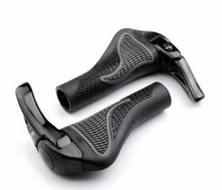 Manopla Com Bar Ends Ergonômica Confort Preto Cinza Manopla Com Bar Ends Ergonômica Confort Preto Cinza