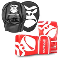 Manopla De Foco + Luva Bate-Saco Pro Boxe Muay-Thai Gorilla