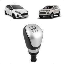 Manopla Preta Lente Prata Bola Alavanca Câmbio 5 Marchas New Fiesta 2012 2013 2014 2015 2016 2017 2018 2019 2020 Ecosport New Ka+ 2014 2015 2016 2017