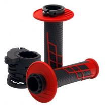 Manopla Protaper Clamp-On 1/2 Waffle Grip - Vermelho Neon/Preto (Lock On)