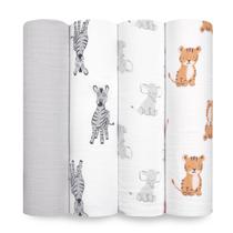 Manta aden + anais Safari Babes Kit com 4 unidades 112x112 cm Algodão