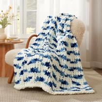 Manta Amélie Home Chunky Knit 50x60cm azul chenille Manta Amélie Home Chunky Knit 50x60cm azul chenille
