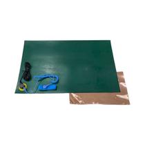 Manta Anti-estática Verde 30 x 50cm Cabo de aterramento, pulseira anti-estatica com fio e Placa de Cobre