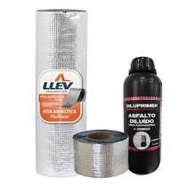 Manta Asfáltica 30cm x 10m Adesiva + 1 Primer 1L - Manta Fita Aluminizada