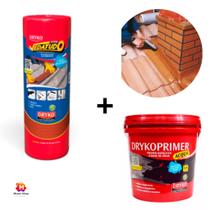 Manta Asfáltica Terracota 45cm + Primer Asfáltico 3,6 Aplicação Fita Metalizada Vedação Telha Laje