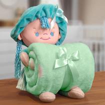 Manta Baby com Boneca de Pelúcia Bouton Microfibra Puppy Verde