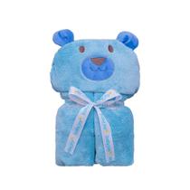 Manta Baby Joy Funny 49001 - Urso Azul - Cobertor Infantil com Capuz