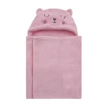 Manta Baby Microfibra com Capuz Rosa Gato Camesa