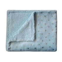 Manta Baby Sherpa Flannel Estrelinhas Azul Camesa