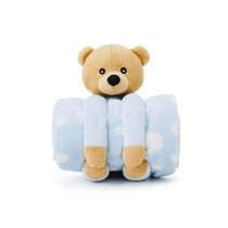 Manta Bebê Azul Urso Teddy de pelúcia - Loani Presentes
