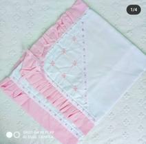Manta Bebê Babado Duplo Rosa