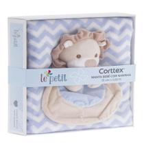 Manta Bebê Com Naninha Lepetit Leoãozinho 75cm x 1,00m Azul