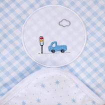 Manta Bebê Flanelada Forrada Azul Carros Papi 1,0m x 75cm