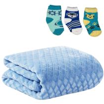 Manta Bebê Mantinha Recém Nascido Enxoval Coberta Cobertor + Conjunto Meias 16 a 19 Menino Menina Manta Bebê Mantinha Recém Nascido Enxoval Coberta Cobertor + Conjunto Meias 16 a 19 Menino Menina