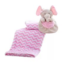 Manta Bebê Naninha Microfibra Toque Macio Elefante Rosa