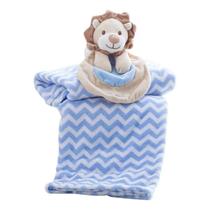 Manta Bebê Naninha Pelúcia Microfibra Toque Macio Leão Azul