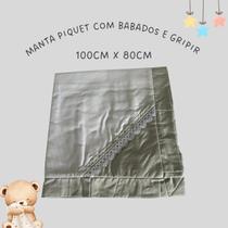Manta Bebê Piquet Forrada com Barrado Gripir Linha Premium - Cinza Manta Bebê Piquet Forrada com Barrado Gripir Linha Premium - Cinza