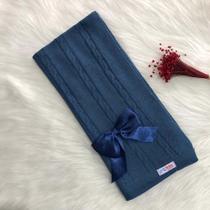 Manta Bebe Trico Laço Removível Trança Maternidade Tricot