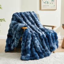 Manta BEDELITE Faux Fur Tie-Dye Blue 130x150cm
